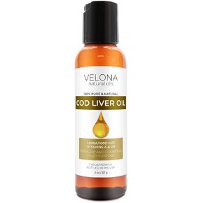 velona Cod Liver Oil - 2 oz | 1,000A/100D IU/g Omega 3 Vitamins A & D3 | Norwegian Arctic Sustainably Sourced Nordic Oil | Hair, Body and Skin Care | Use Today - Enjoy Results
