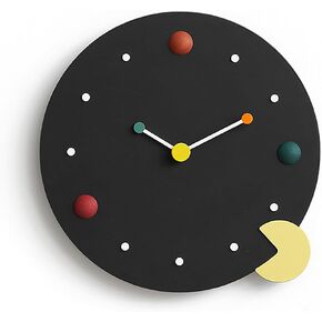 Stephanie Imports Modern Minimalist Pacman Analog Wall Clock (Black)