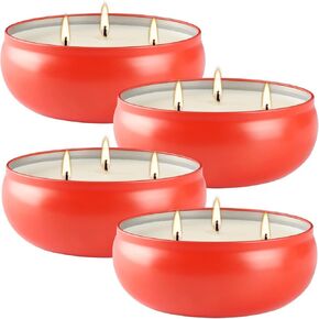 3 Wick Citronella Candles Outdoor,Natural Soy Wax Candles,4 x 12 oz,Scented Candles Outdoor & Indoor,for Yoga, Bath, Dating, Balcony, Garden