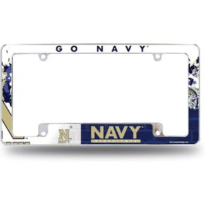 Rico Industries NCAA Naval Academy Midshipmen Primary 12" x 6" Chrome All Over Automotive License Plate Frame for Car/Truck/SUV