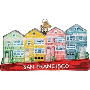 Old World Christmas San Francisco Painted Ladies Glass Blown Ornament for Christmas Tree