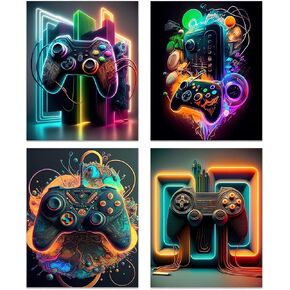 TOCDGOO Gaming Controller Wall Art Game Wall Decor, Retro Video Game Art Posters Cool Game Handle Canvas Prints for Gamers Girls' Accessories and Boys' Gaming Bedroom Decor, 4-Set (8"x10" Unframed) in Kuwait