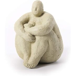 HAUCOZE Lady Statue Figurine Woman Sculpture Modern Decor Arts Home Gifts Polyresin Table Centerpiece Crafts Grey 7.1inch