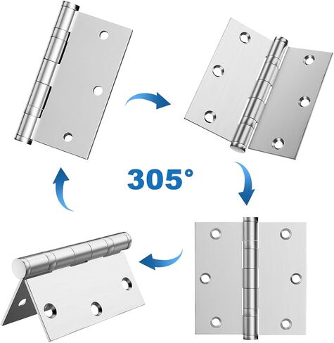 304 Stainless Steel Door Hinges,3.5 x 3.5 Inch Ball Bearing Hinges, 3 1/2 Inch Interior Door Hinges with Square Corners, Door Hardwares (3Pack, Silver) in Saudi Arabia
