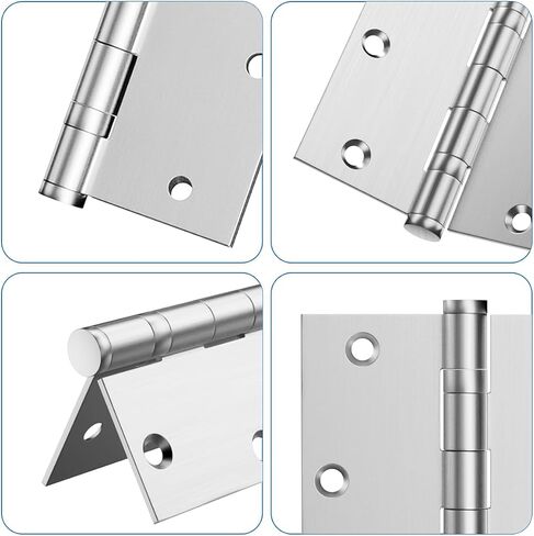304 Stainless Steel Door Hinges,3.5 x 3.5 Inch Ball Bearing Hinges, 3 1/2 Inch Interior Door Hinges with Square Corners, Door Hardwares (3Pack, Silver) in Saudi Arabia
