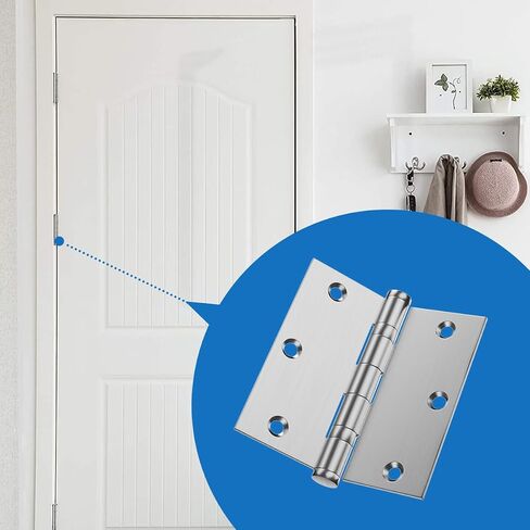 304 Stainless Steel Door Hinges,3.5 x 3.5 Inch Ball Bearing Hinges, 3 1/2 Inch Interior Door Hinges with Square Corners, Door Hardwares (3Pack, Silver) in Saudi Arabia