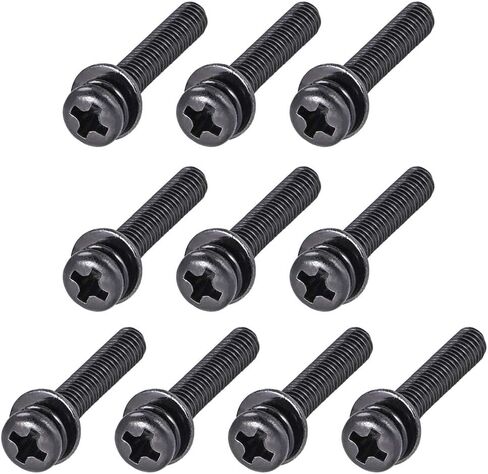uxcell M4 x 40mm Carbon Steel Phillips Pan Head Machine Screws Bolts Combine with Spring Washer and Plain Washers 10pcs in Saudi Arabia