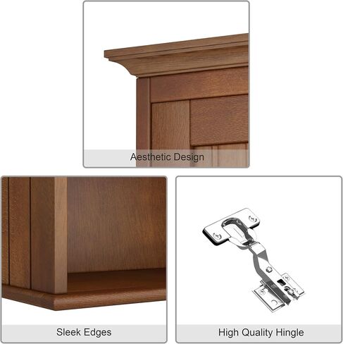 Treocho Wood Wall Cabinet, Bathroom Medicine Cabinet Storage with Doors and Adjustable Shelf, Rustic Cabinet Wall Mounted for Bathroom, Livingroom, Kitchen, Cupboard, Reddish Brown in Saudi Arabia