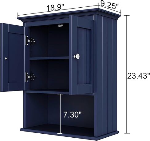 Treocho Wood Wall Cabinet, Bathroom Medicine Cabinet Storage with Doors and Adjustable Shelf, Rustic Cabinet Wall Mounted for Bathroom, Livingroom, Kitchen, Cupboard, Reddish Brown in Saudi Arabia