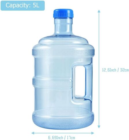 حاوية تخزين المياه، 5 لتر/1. زجاجة مياه سعة 3 جالون مع غطاء لولبي ومقبض - إبريق ماء محمول للرياضة ومستلزمات التخييم والسفر في الهواء الطلق in Kuwait