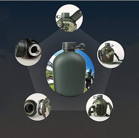 Camouflage kettle,Titanium Military Canteen Cups,Aluminum Military Canteen Water Bottle,Army Style Water Bottle Canteen Cover Bag for Camping Hiking Backpacking Hunting (Woodland Camouflage) in Saudi Arabia