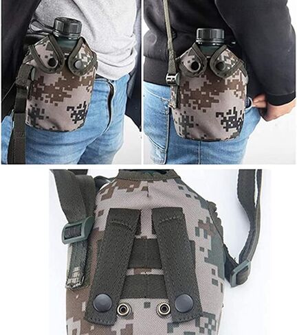 Camouflage kettle,Titanium Military Canteen Cups,Aluminum Military Canteen Water Bottle,Army Style Water Bottle Canteen Cover Bag for Camping Hiking Backpacking Hunting (Woodland Camouflage) in Saudi Arabia