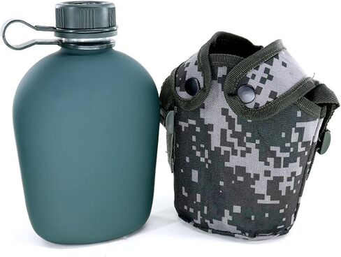 Camouflage kettle,Titanium Military Canteen Cups,Aluminum Military Canteen Water Bottle,Army Style Water Bottle Canteen Cover Bag for Camping Hiking Backpacking Hunting (Woodland Camouflage) in Saudi Arabia