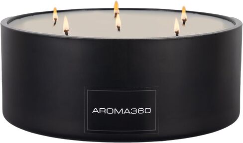 Aroma360 - My Way 50oz Candle - Luxury Scented Candles with Essential Oils - Lush Sandalwood, Warm Virginia Cedar & Iris - Aromatherapy - Soy Candles - 295hr Burn in Saudi Arabia