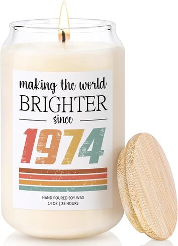 هدايا عيد الميلاد الخمسين لها، له - هدايا عمرها 50 عامًا للنساء والرجال - زينة عيد الميلاد الخمسين - هدايا عيد ميلاد 1974 للأصدقاء، الابنة، الأخت، 14 أونصة رائعة للذكرى الخمسين، شمعة عيد ميلاد in Saudi Arabia