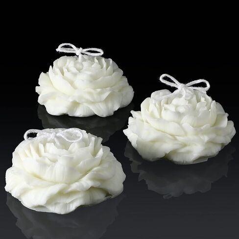 3 Pcs Flower Shape Trendy Candles Floral Shaped Aesthetic Candle Soy Wax Cool Candles Handmade Minimalism Candles Decorative Candles for Home Spa Yoga Birthday Decor Wedding Party Gift Art, White in Saudi Arabia
