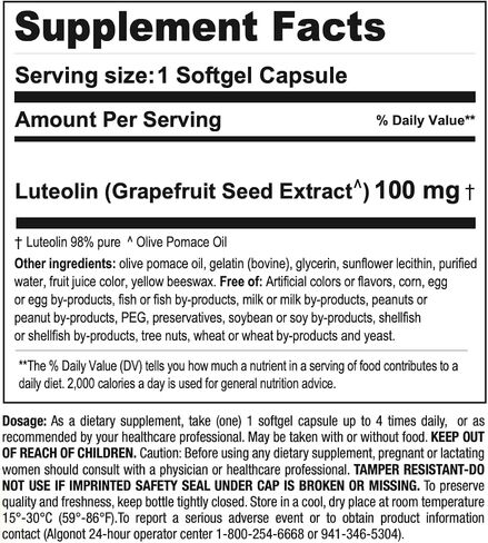 PureLut: Pure liposomal Luteolin - 60 gelcap, Patented Combination of Natural and Pure luteolin in Olive Pomace Oil. in Saudi Arabia