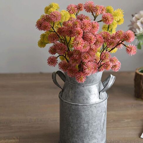 مزهرية يارنو الريفية على الطراز الفرنسي إبريق بدائي للحليب علبة حليب حديدية مزهرية مجلفنة عتيقة دلو من القصدير إبريق معدني حاوية زهور فضية in Kuwait