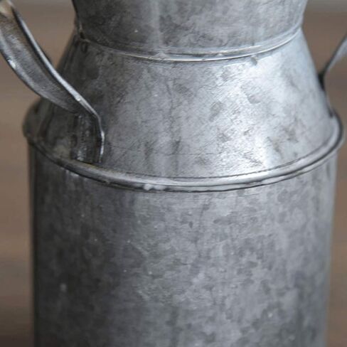 مزهرية يارنو الريفية على الطراز الفرنسي إبريق بدائي للحليب علبة حليب حديدية مزهرية مجلفنة عتيقة دلو من القصدير إبريق معدني حاوية زهور فضية in Kuwait