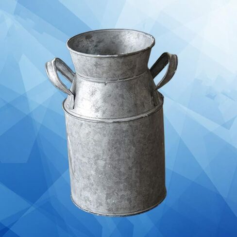 مزهرية يارنو الريفية على الطراز الفرنسي إبريق بدائي للحليب علبة حليب حديدية مزهرية مجلفنة عتيقة دلو من القصدير إبريق معدني حاوية زهور فضية in Kuwait