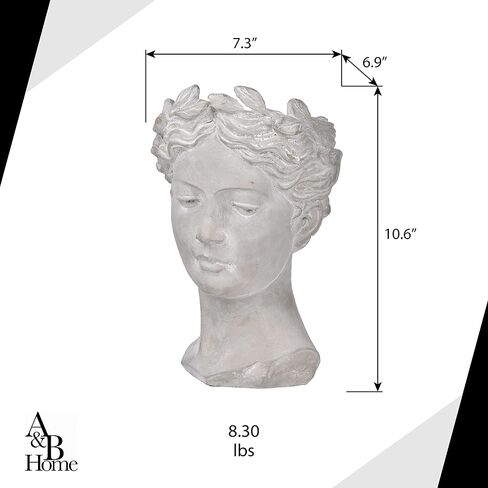 A and B Home D1622 Large Visage Cement Decorative Vase, Gray in Saudi Arabia