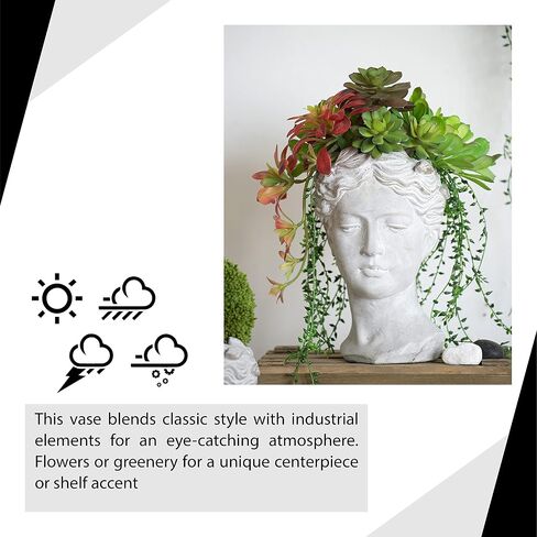 A and B Home D1622 Large Visage Cement Decorative Vase, Gray in Saudi Arabia