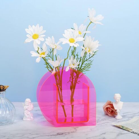 Elegant Clear Acrylic Flower Vase Modern 6.3 Inch Mini Flowers Vase Unique Vase Decor for Hotel Wedding Home Office in Saudi Arabia