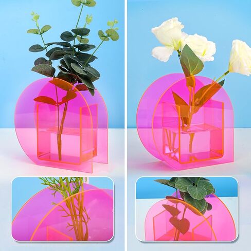 Elegant Clear Acrylic Flower Vase Modern 6.3 Inch Mini Flowers Vase Unique Vase Decor for Hotel Wedding Home Office in Saudi Arabia