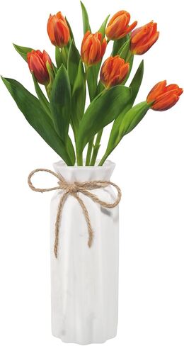 Ceramic Vase Farmhouse Table Vase, Origami Art Design Modern Floral Vase, Minimalist Flower Vase Decorative Flower Vase Office Flower Arrangement Container Cylinder White Ceramics,8.1"Tall in Saudi Arabia