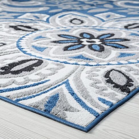 Tayse Kataleya Blue 2x8 Hallway Runner Rug - Kitchen Rug - Area Rug for Entryway Foyer Walkway - Carpet - Floral in Saudi Arabia