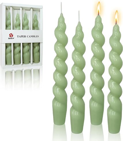 10 Inches Christmas Spiral Taper Candles Colorful Twisted Candle Dripless Long Candles, Handmade Candlesticks for Wedding Dinner Decor, Set of 4(Gradient Metallic Red Green) in Saudi Arabia