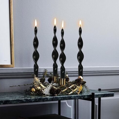 10 Inches Christmas Spiral Taper Candles Colorful Twisted Candle Dripless Long Candles, Handmade Candlesticks for Wedding Dinner Decor, Set of 4(Gradient Metallic Red Green) in Saudi Arabia