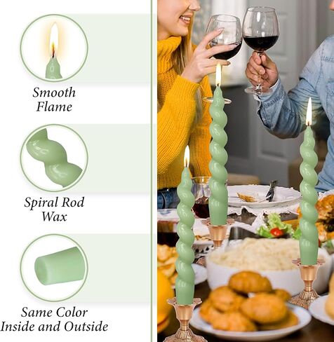 10 Inches Christmas Spiral Taper Candles Colorful Twisted Candle Dripless Long Candles, Handmade Candlesticks for Wedding Dinner Decor, Set of 4(Gradient Metallic Red Green) in Saudi Arabia