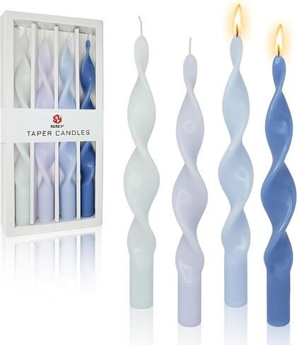 10 Inches Christmas Spiral Taper Candles Colorful Twisted Candle Dripless Long Candles, Handmade Candlesticks for Wedding Dinner Decor, Set of 4(Gradient Metallic Red Green) in Saudi Arabia