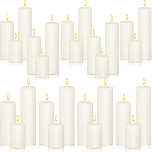 MTLEE 27 Pieces 9 Sets Pillar Candles Decorative Rustic Unscented Candles Assorted Sizes 3'', 6'', 8'' High Church Candles for Wedding Restaurant Spa Christmas Home Dinner Decoration(Ivory White) in Saudi Arabia