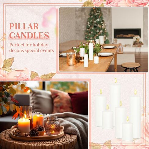 MTLEE 27 Pieces 9 Sets Pillar Candles Decorative Rustic Unscented Candles Assorted Sizes 3'', 6'', 8'' High Church Candles for Wedding Restaurant Spa Christmas Home Dinner Decoration(Ivory White) in Saudi Arabia