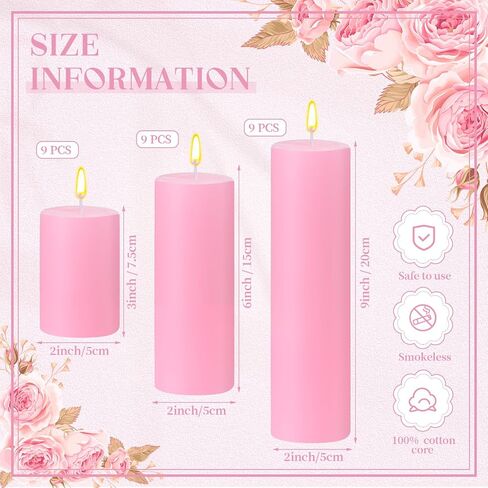 MTLEE 27 Pieces 9 Sets Pillar Candles Decorative Rustic Unscented Candles Assorted Sizes 3'', 6'', 8'' High Church Candles for Wedding Restaurant Spa Christmas Home Dinner Decoration(Ivory White) in Saudi Arabia