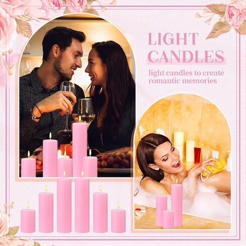 MTLEE 27 Pieces 9 Sets Pillar Candles Decorative Rustic Unscented Candles Assorted Sizes 3'', 6'', 8'' High Church Candles for Wedding Restaurant Spa Christmas Home Dinner Decoration(Ivory White) in Saudi Arabia
