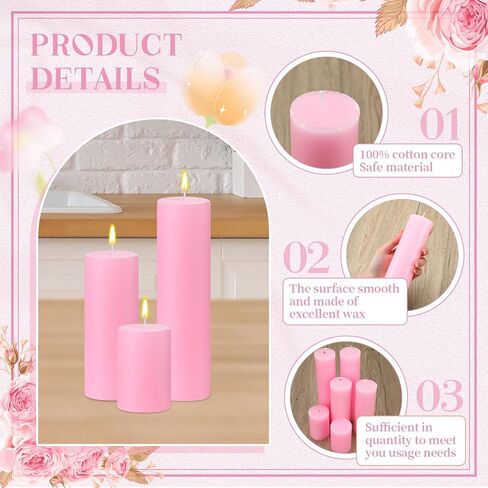 MTLEE 27 Pieces 9 Sets Pillar Candles Decorative Rustic Unscented Candles Assorted Sizes 3'', 6'', 8'' High Church Candles for Wedding Restaurant Spa Christmas Home Dinner Decoration(Ivory White) in Saudi Arabia