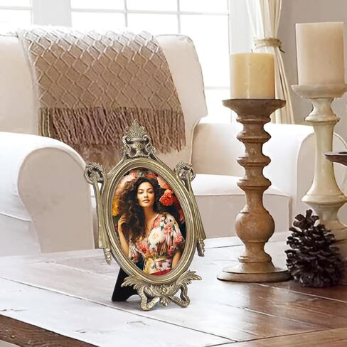 PETAFLOP 5x7 Vintage Picture Frame, Antique Photo Frames 7x5 with Silver Edge, Tabletop Wall Hanging, Black in Saudi Arabia