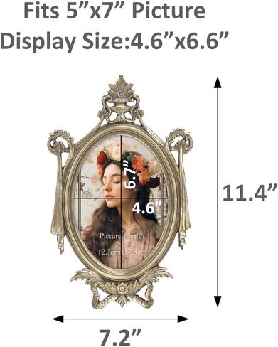 PETAFLOP 5x7 Vintage Picture Frame, Antique Photo Frames 7x5 with Silver Edge, Tabletop Wall Hanging, Black in Saudi Arabia