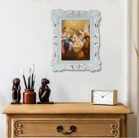 PETAFLOP 5x7 Vintage Picture Frame, Antique Photo Frames 7x5 with Silver Edge, Tabletop Wall Hanging, Black in Saudi Arabia