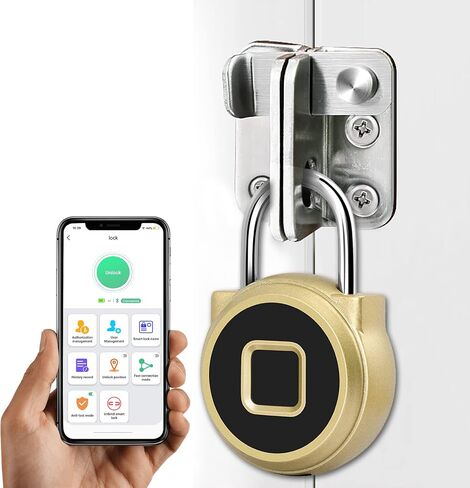 Fingerprint Padlock, Pothunder Smart Padlock, Outdoor Weatherproof Small Lock, Bluetooth Biometric Lock, Padlock Portable USB Rechargeable for Gym, Locker, School, Storage in Saudi Arabia