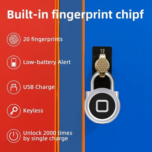Fingerprint Padlock, Pothunder Smart Padlock, Outdoor Weatherproof Small Lock, Bluetooth Biometric Lock, Padlock Portable USB Rechargeable for Gym, Locker, School, Storage in Saudi Arabia