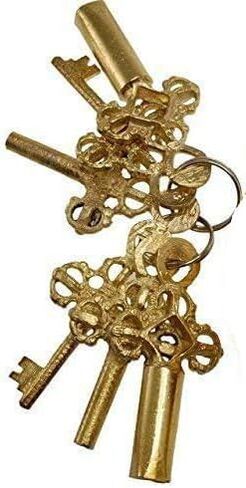 Fully functional brass puzzle keyed padlock with 6 Keys (3X2 Set) Vintage Look Heavy Duty tricky door lock (Golden) in Kuwait