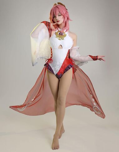 haikyuu المرأة الرسن قطعة واحدة ملابس السباحة الجانب الدانتيل يصل شاطئ ثوب السباحة مع تنورة الشيفون in Kuwait