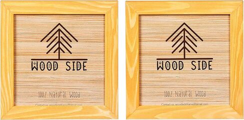 Rustic Wooden Square Picture Frames 8x8 - Set of 2 - 100% Natural Solid Eco Wood with Real Glass for Wall Mounting and Tabletop Photo Frame - Yellow in Saudi Arabia
