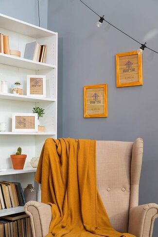 Rustic Wooden Square Picture Frames 8x8 - Set of 2 - 100% Natural Solid Eco Wood with Real Glass for Wall Mounting and Tabletop Photo Frame - Yellow in Saudi Arabia