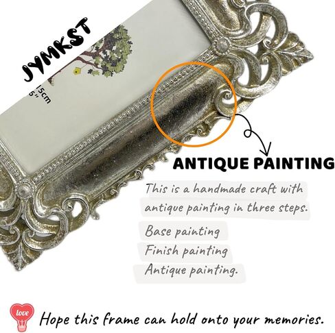 Vintage Picture Frame 4X6 Inch, Luxury Antique Photo Frames with Glass Front, Photo Display, Tabletop Wall Hanging, Gift Ideas, Silver in Saudi Arabia