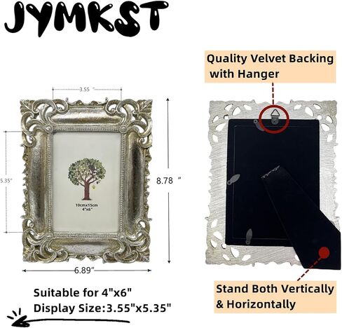 Vintage Picture Frame 4X6 Inch, Luxury Antique Photo Frames with Glass Front, Photo Display, Tabletop Wall Hanging, Gift Ideas, Silver in Saudi Arabia